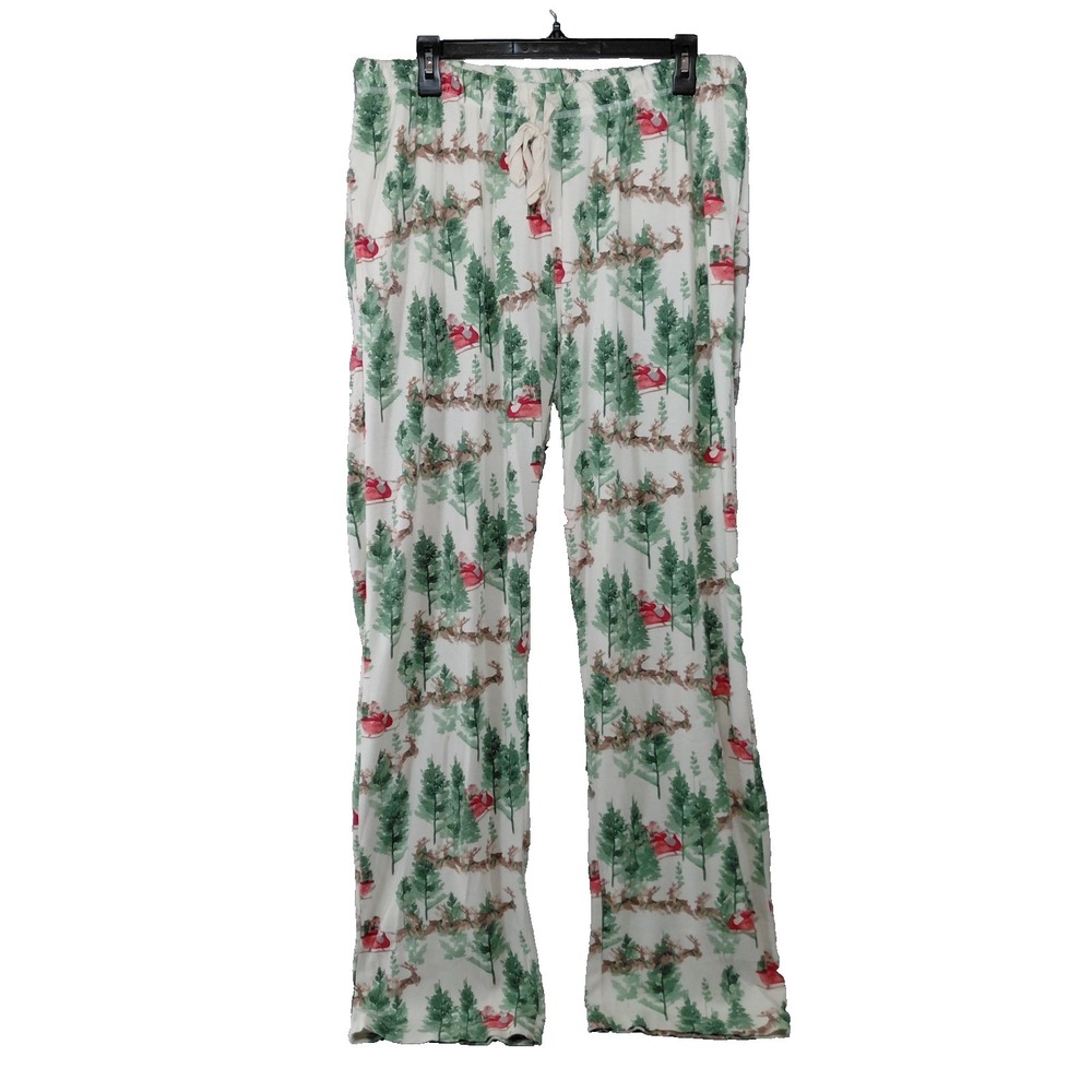 Burt's Bees Christmas Pajama Pants XXL Organic Cotton Christmas Tree Santa Claus